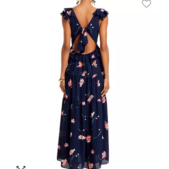 Aqua Ruffled Maxi Dress in Navy Multi - Picture 4 of 6